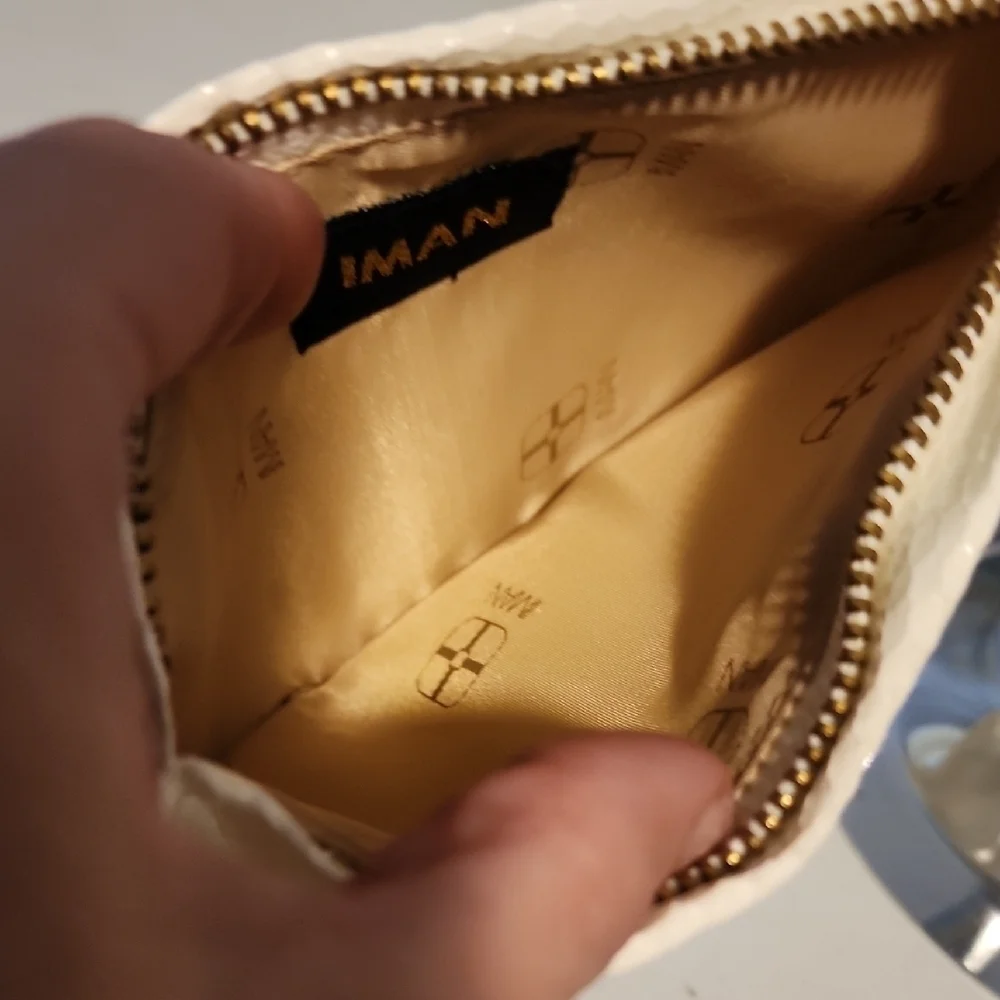 IMAN Vintahe White Clutch with Gold Accents